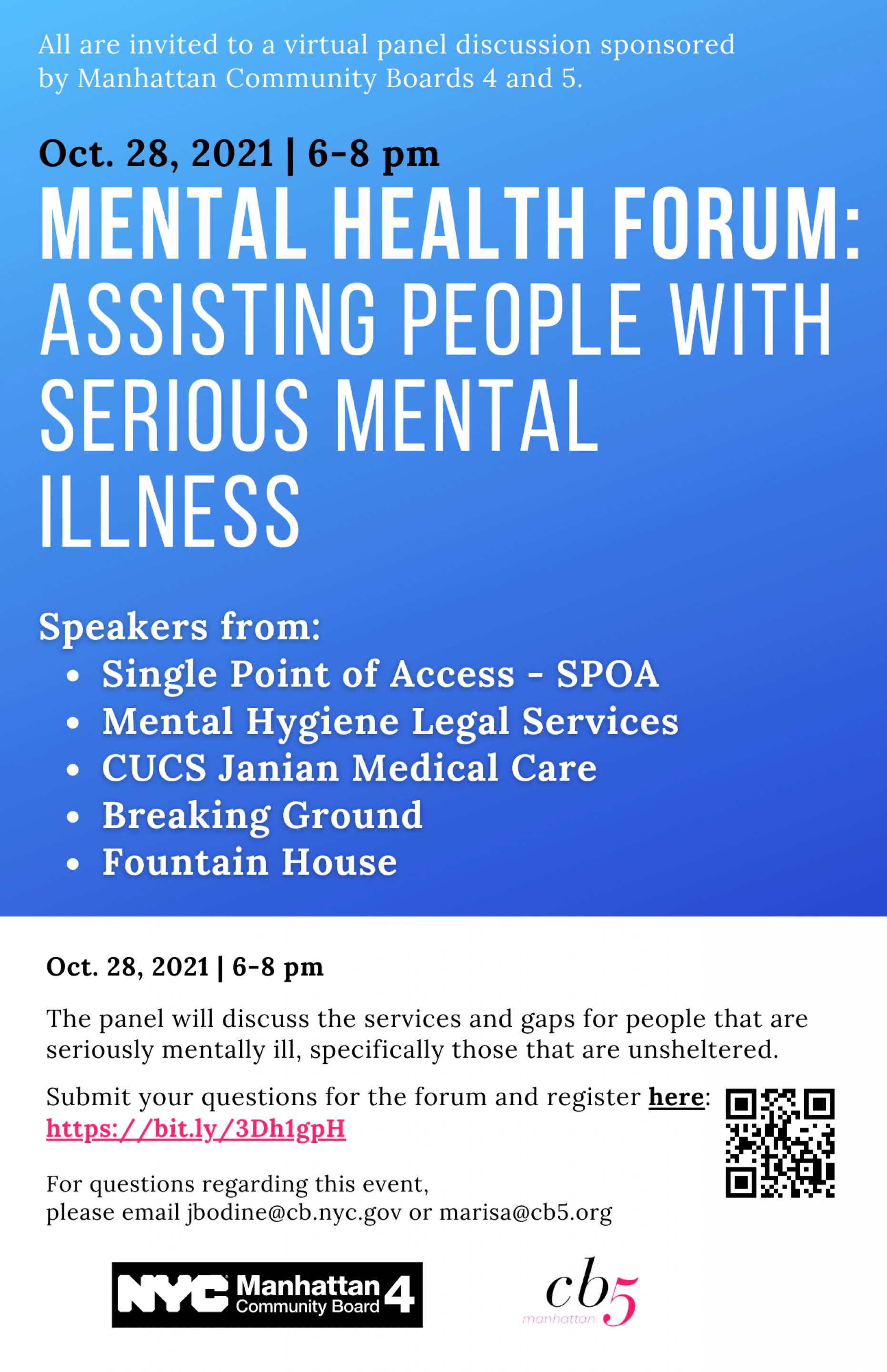 Banner Photo: Mental Health Forum:  Assisting people with serious mental illness